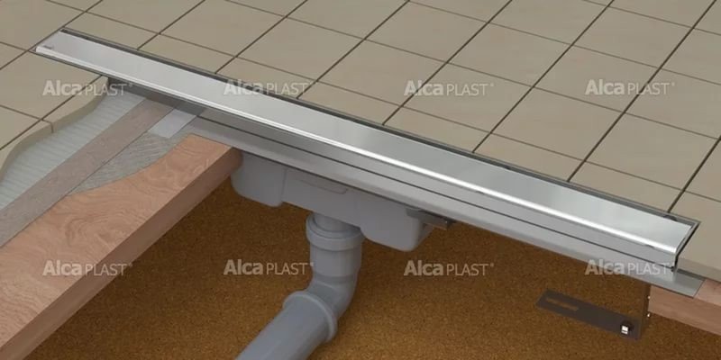 APZ1006 Professional водоотводящий желоб Alca Plast 550мм с порогами для цельной решетки, вертикальный сток