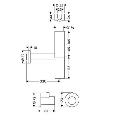 Сифон 1 1/4" в наборе с  двумя накладками, Flowstar, Hansgrohe
