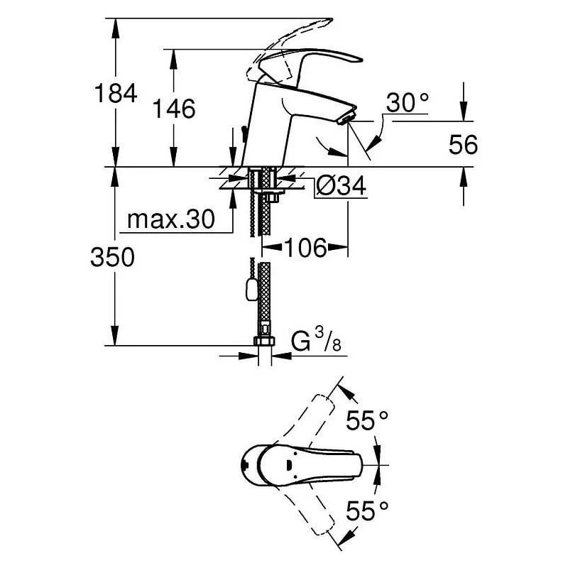 Набор для ванны Grohe Eurosmart 3 в 1 промо-комплект хром