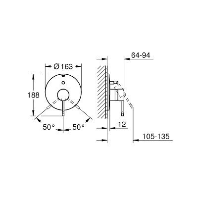 Смеситель для ванны скрытого монтажа, однорычажный, суперсталь, Essence New, Grohe