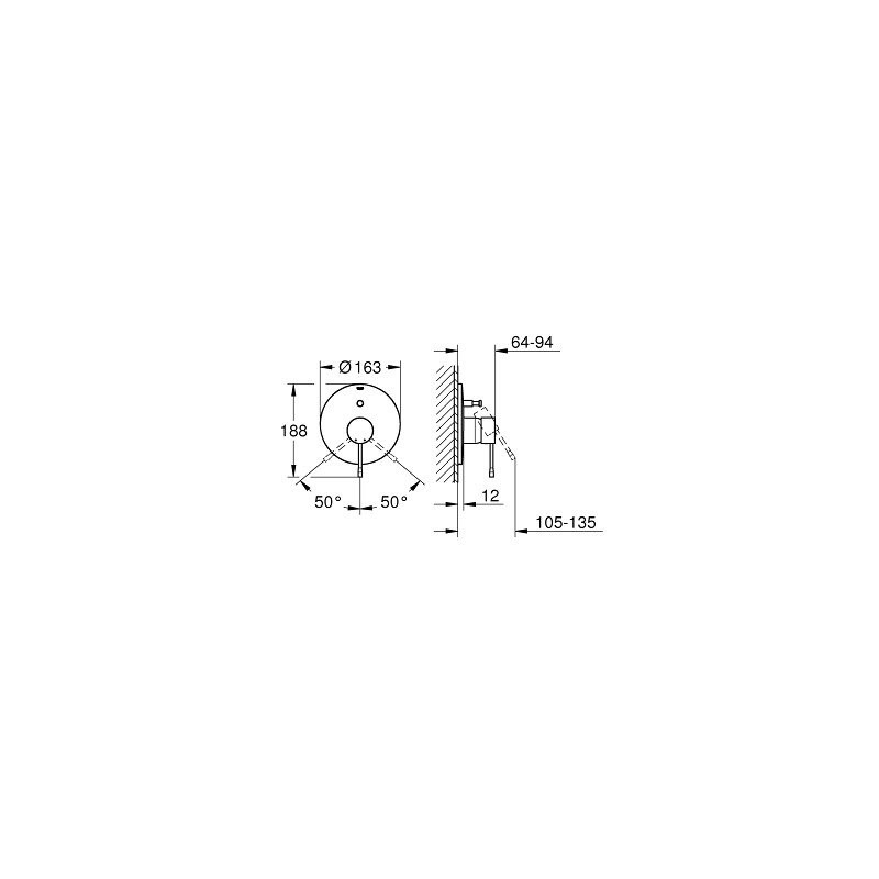 Смеситель для ванны скрытого монтажа, однорычажный, суперсталь, Essence New, Grohe