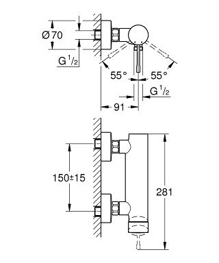 Смеситель для душа, однорычажный, суперсталь, Essence New, Grohe