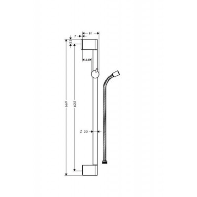 Штанга для лейки душа 0,65 м, с шлангом, хром, Unica Crometta, Hansgrohe