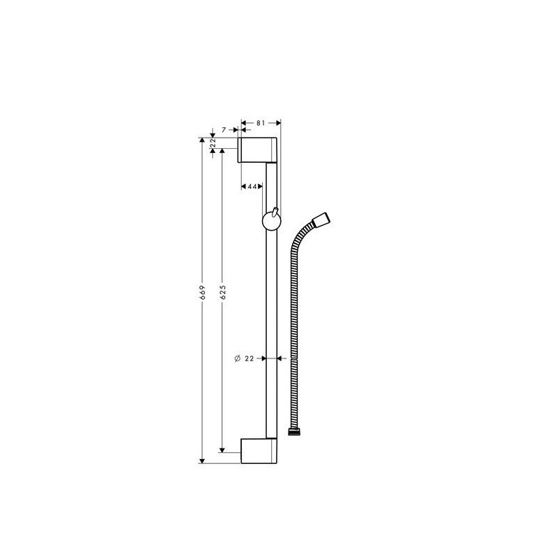 Штанга для лейки душа 0,65 м, с шлангом, хром, Unica Crometta, Hansgrohe