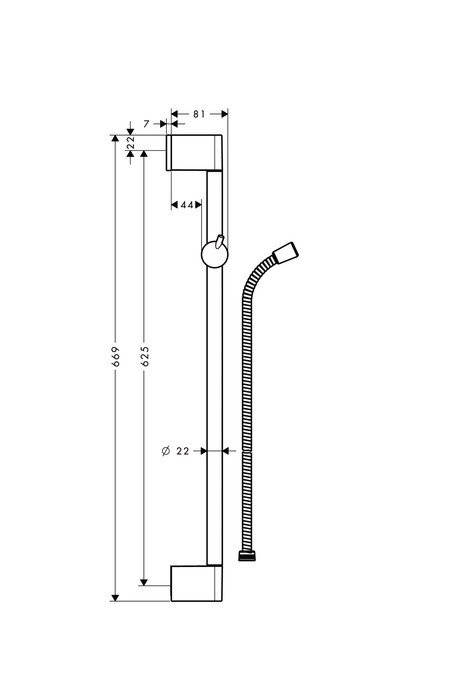 Штанга для лейки душа 0,65 м, с шлангом, хром, Unica Crometta, Hansgrohe