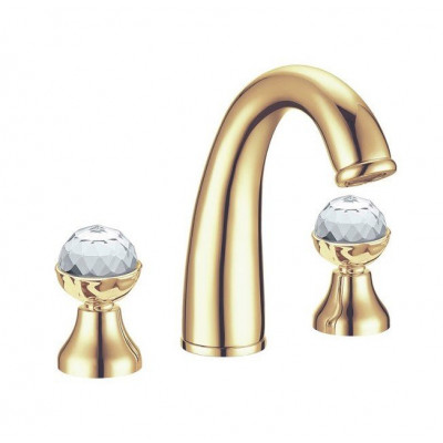 Смеситель для умывальника на 3 отверстия Boheme Medici Presente бронза Swarovski 317SW
