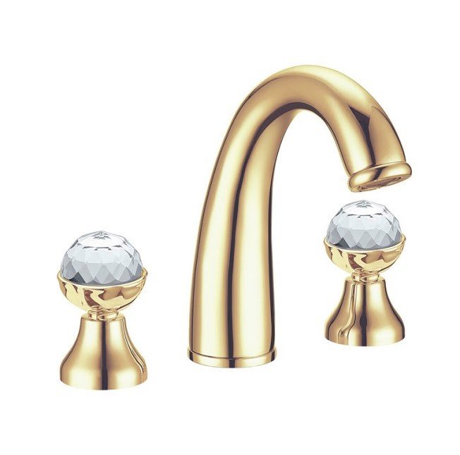 Смеситель для умывальника на 3 отверстия Boheme Medici Presente бронза Swarovski 317SW