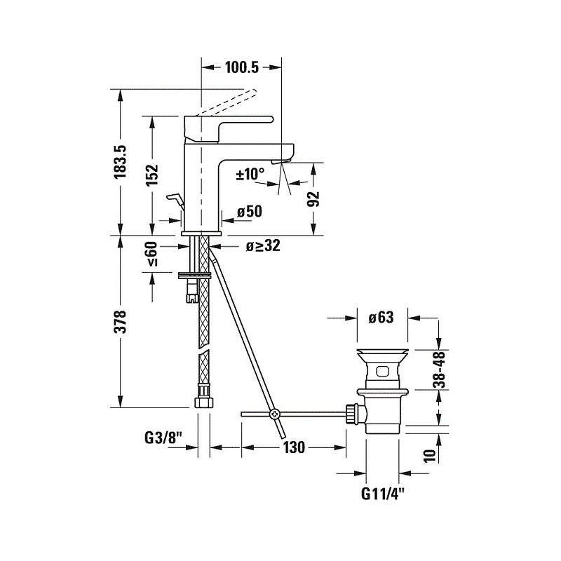 Смеситель для раковины B.2, Duravit B21010001010 