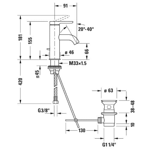 Смеситель для раковины C.1, Duravit C11010001010