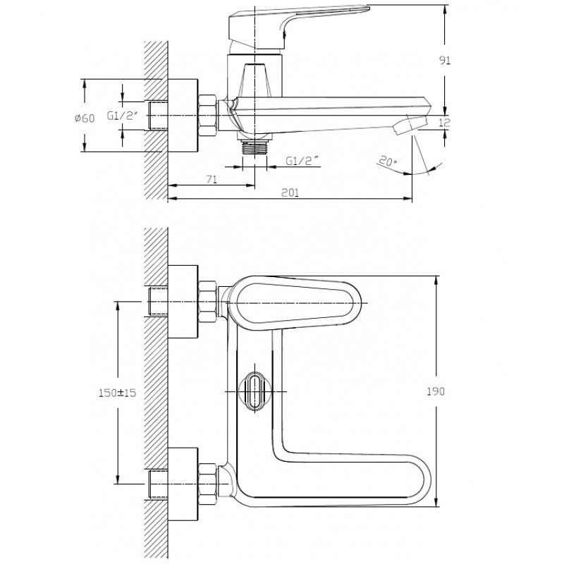 Смеситель ZOLLEN ULM new для ванны короткий изл., карт.35мм (арт.UL61613441)