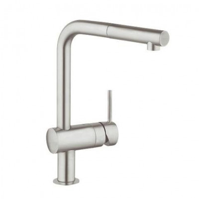 Смеситель для кухни Minta, выдвижной L-образный излив, суперсталь, Grohe, 32168DC0