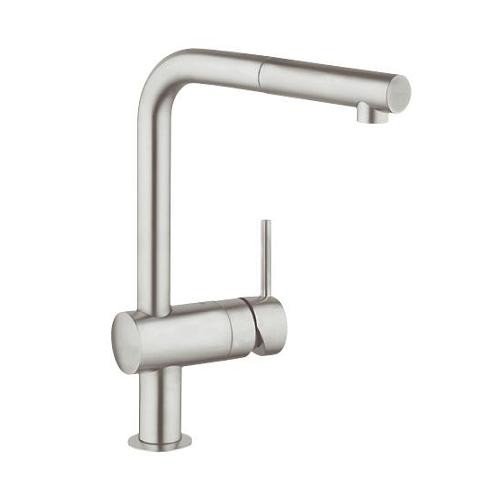 Смеситель для кухни Minta, выдвижной L-образный излив, суперсталь, Grohe, 32168DC0