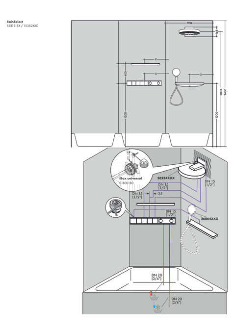 Скрытая часть Hansgrohe RainSelect для 4 потребителей