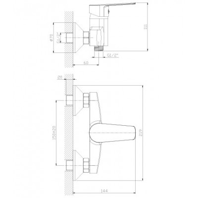 Смеситель Rossinka S35-41 для душа