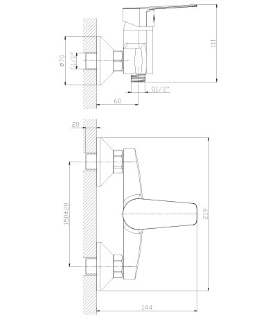 Смеситель Rossinka S35-41 для душа