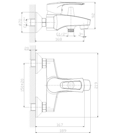 Смеситель Rossinka T40-31 для ванны