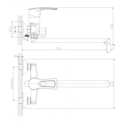 Смеситель Rossinka T40-32 для ванны универсальный