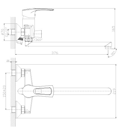 Смеситель Rossinka T40-32 для ванны универсальный