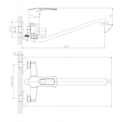 Смеситель Rossinka T40-34 для ванныс S-образным изливом
