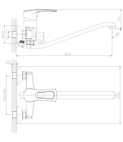 Смеситель Rossinka T40-34 для ванныс S-образным изливом