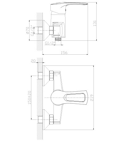 Смеситель Rossinka T40-41 для душа