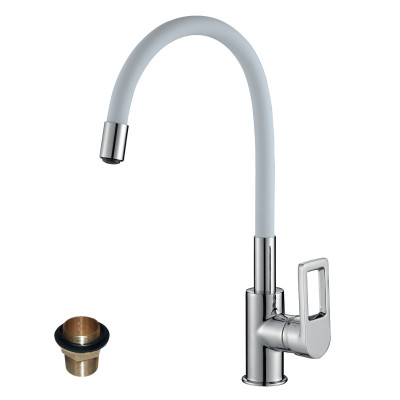 Смеситель Rossinka Z35-35U-White для кухни с гибким цветным изливом