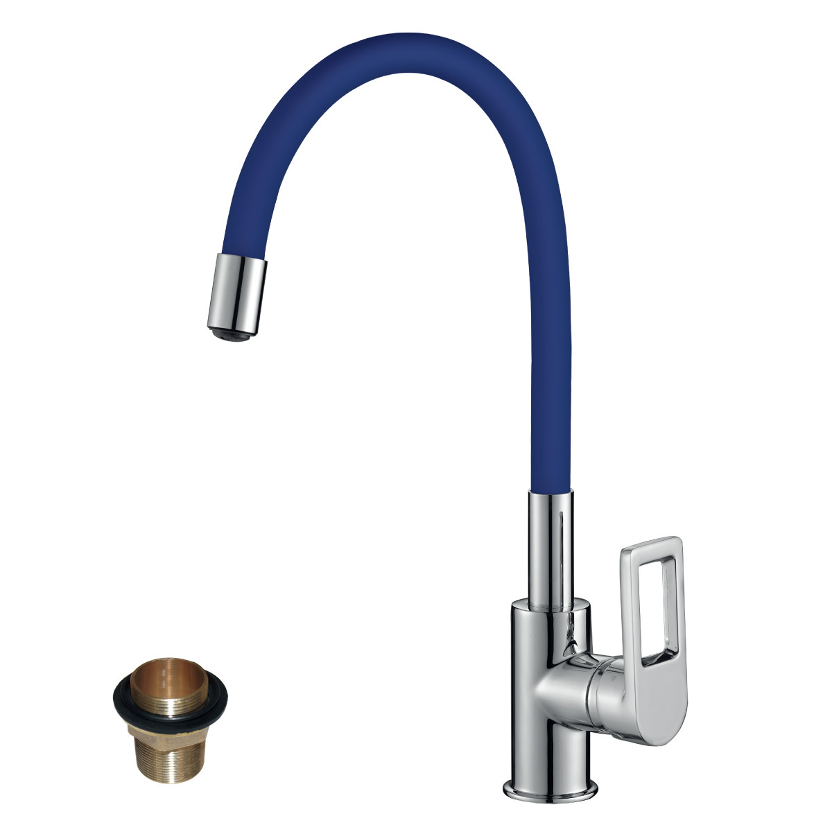 Смеситель Rossinka Z35-35U-Blue для кухни с гибким цветным изливом