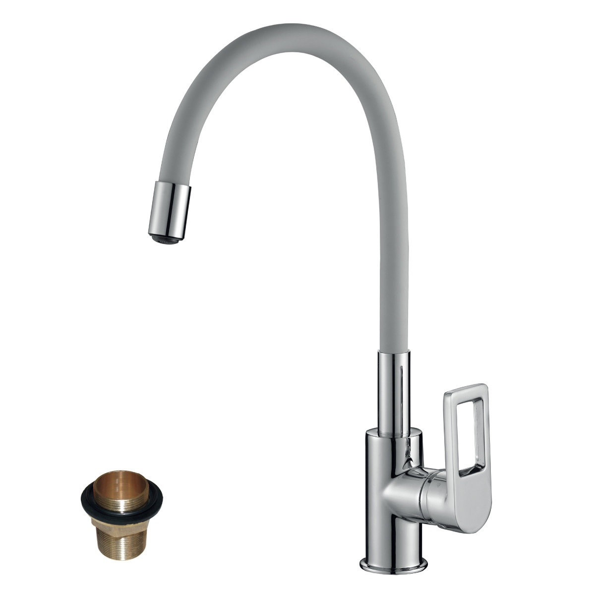 Смеситель Rossinka Z35-35U-Gray для кухни с гибким цветным изливом
