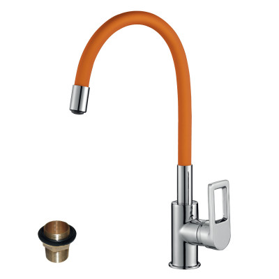 Смеситель Rossinka Z35-35U-Orange для кухни с гибким цветным изливом