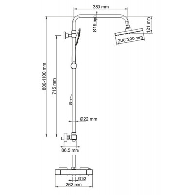 A15502 Thermo Душевой комплект со смесителем для душа, 80/110 x 53 см, WasserKRAFT