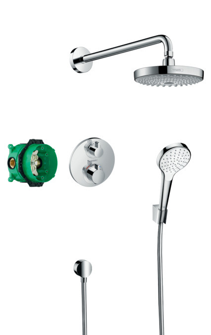 Душевая система скрытого монтажа с термостатом Ecostat S, Hansgrohe
