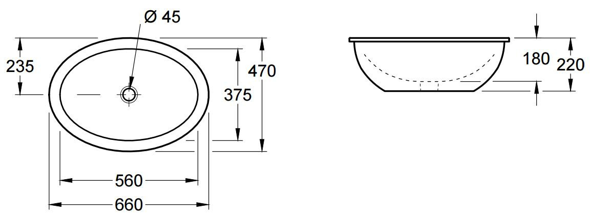 Встраиваемая раковина 560 x 375 mm Loop & Friends, альпийский белый, Villeroy-Boch