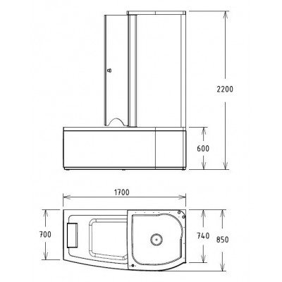 Акриловая гидромассажная ванна Gemy G8040 C L