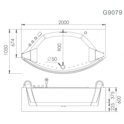 Акриловая ванна Gemy G9072 C L