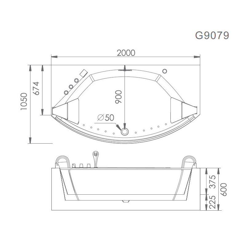 Акриловая ванна Gemy G9072 C L