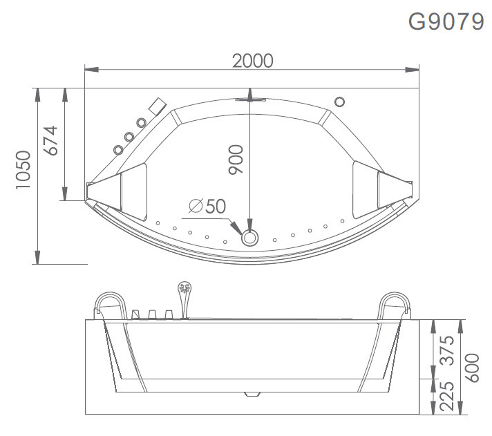 Акриловая ванна Gemy G9072 C L