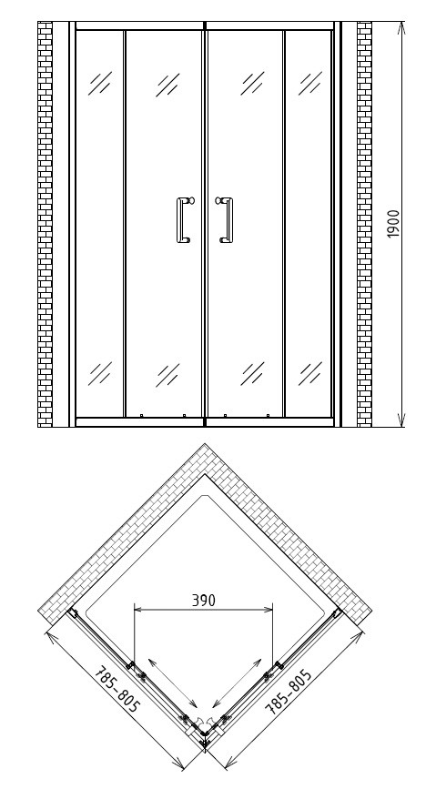 Душевой уголок 100x100x190см Gemy S30082