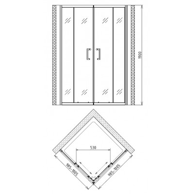 Душевой уголок 80x80x190см Gemy S30152