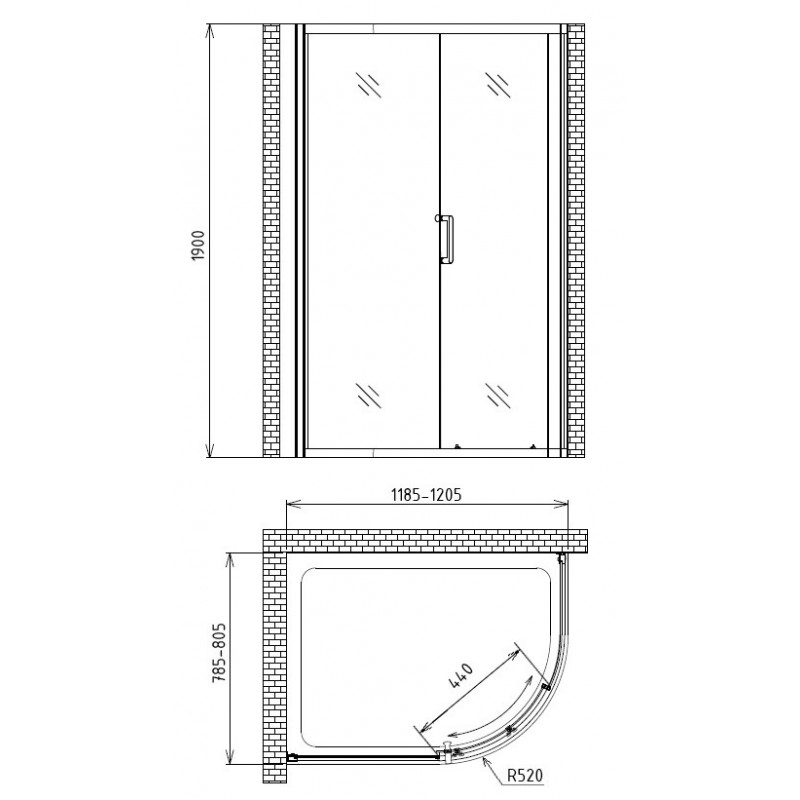 Душевой уголок 90x90x190см Gemy S30172