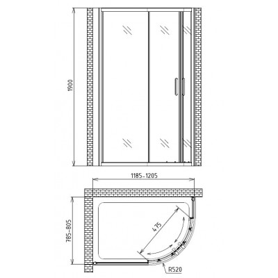 Душевой уголок 120x80x190см Gemy S30181