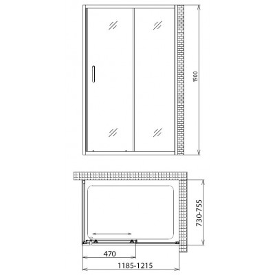 Душевой уголок 120x70x190см Gemy S30191A-A70