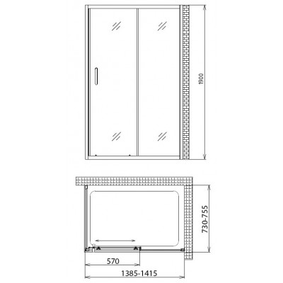 Душевой уголок 140x70x190см Gemy S30191B-A70