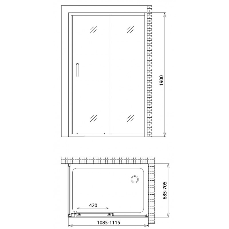 Душевой уголок 110x100x190см Gemy S30191D-A100
