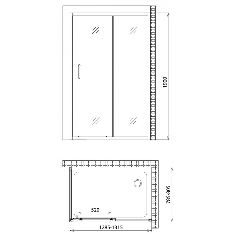 Душевой уголок 130x75x190см Gemy S30191E-A75
