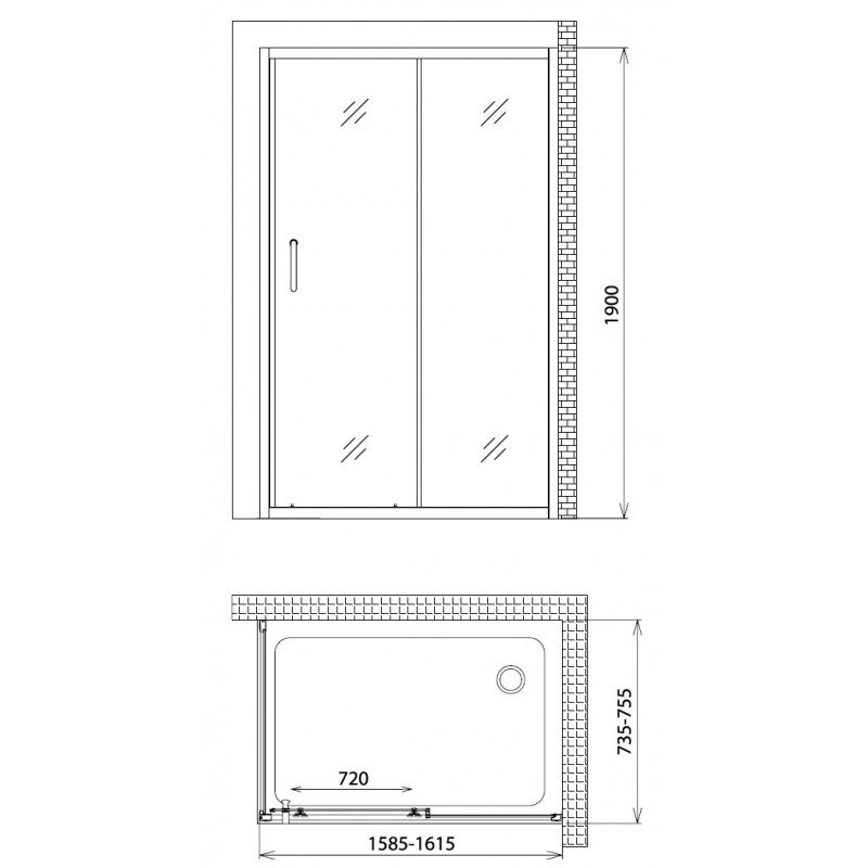 Душевой уголок 160x70x190см Gemy S30191F-A70