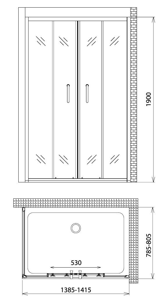Душевой уголок 140x75x190см Gemy S30192E-A75