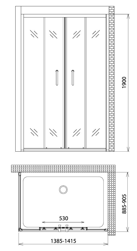 Душевой уголок 140x85x190см Gemy S30192E-A85