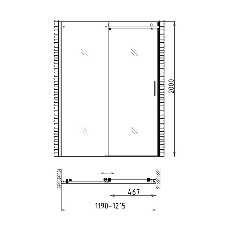 Душевая дверь 150x200см Gemy S25191B