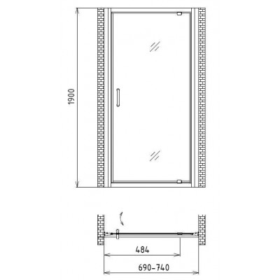 Душевая дверь 60x190см Gemy S28120