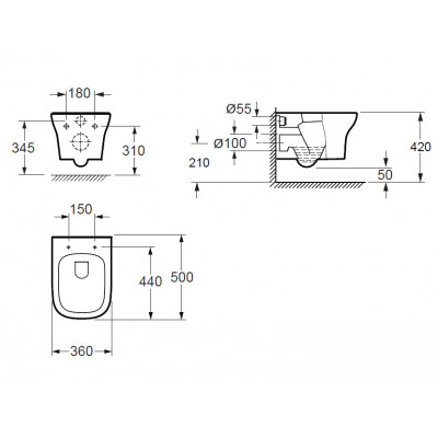 Унитаз 37х36х50см GR-P3012, Grossman